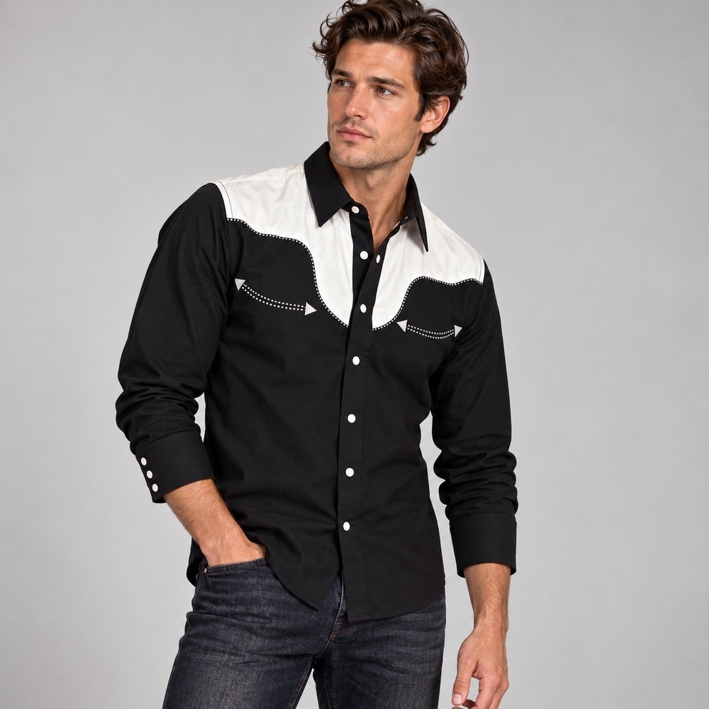 Straight To Hell Shirt Mens Small Western Cowboy Rockabilly Pearl Snap Black